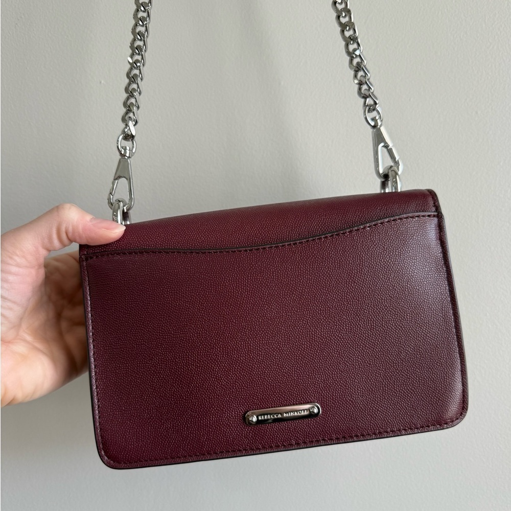 Rebecca Minkoff Jean Crossbody Chain Strap Mini Purse in Burgundy - Picture 11 of 16